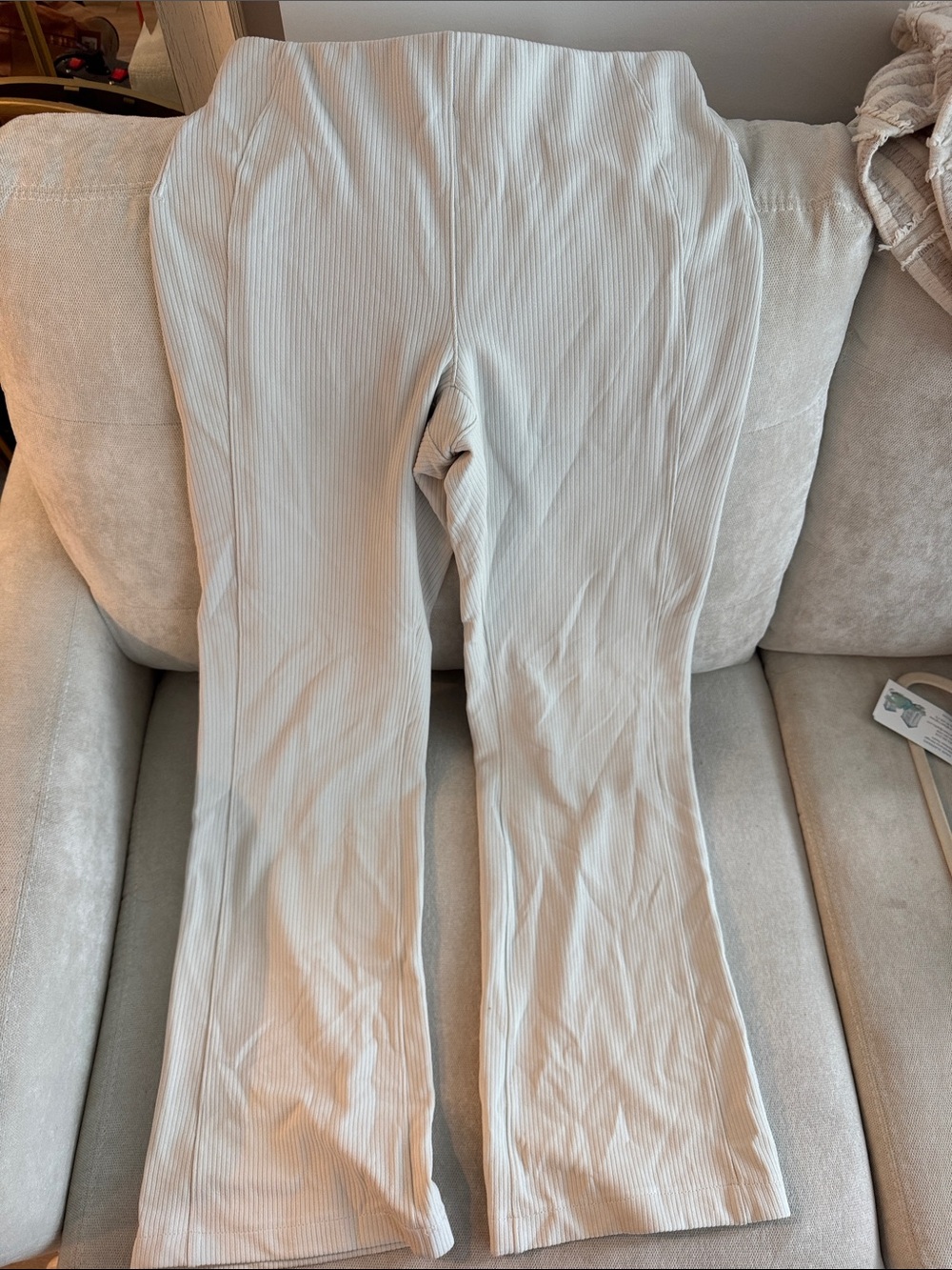 lululemon athletica Light Beige Ribbed Flare Jeans